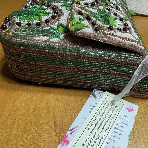 New Release Handcrafted In India Tropical Palm Tree Beaded Bag Viral TikTok RARE - Picture 16 of 16